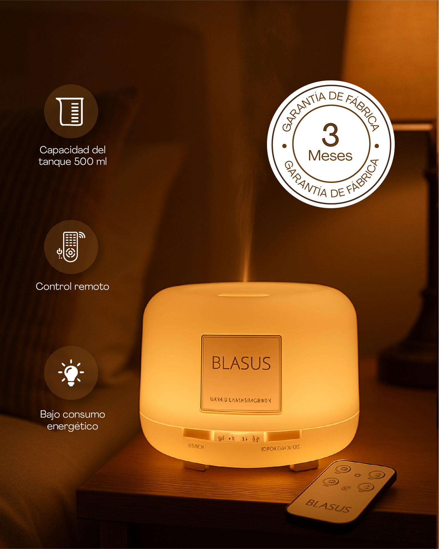 Kit Humidificador 500ml + 3 Sprays + 4 Esencias