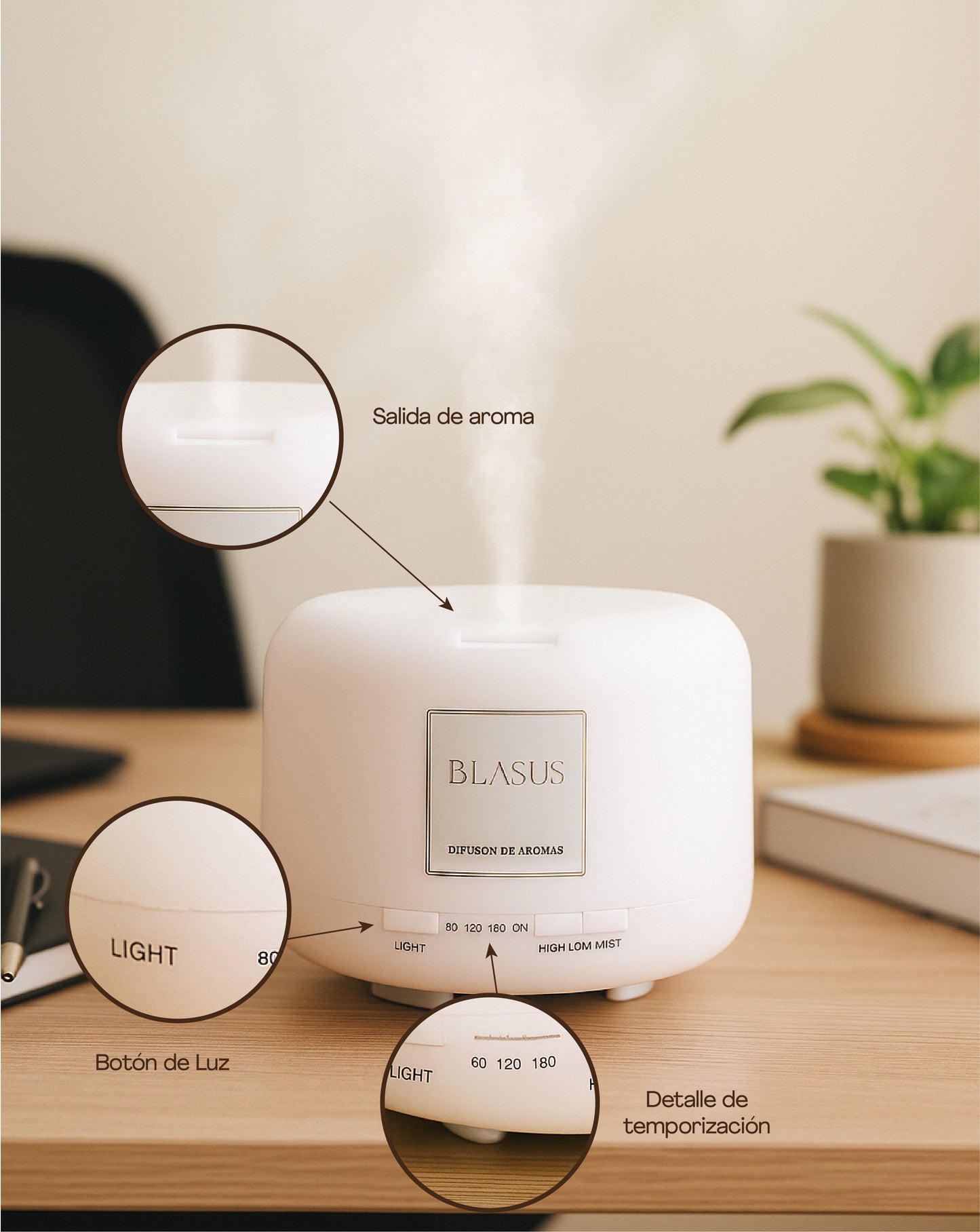 Kit Humidificador 500ml + 3 Sprays + 4 Esencias