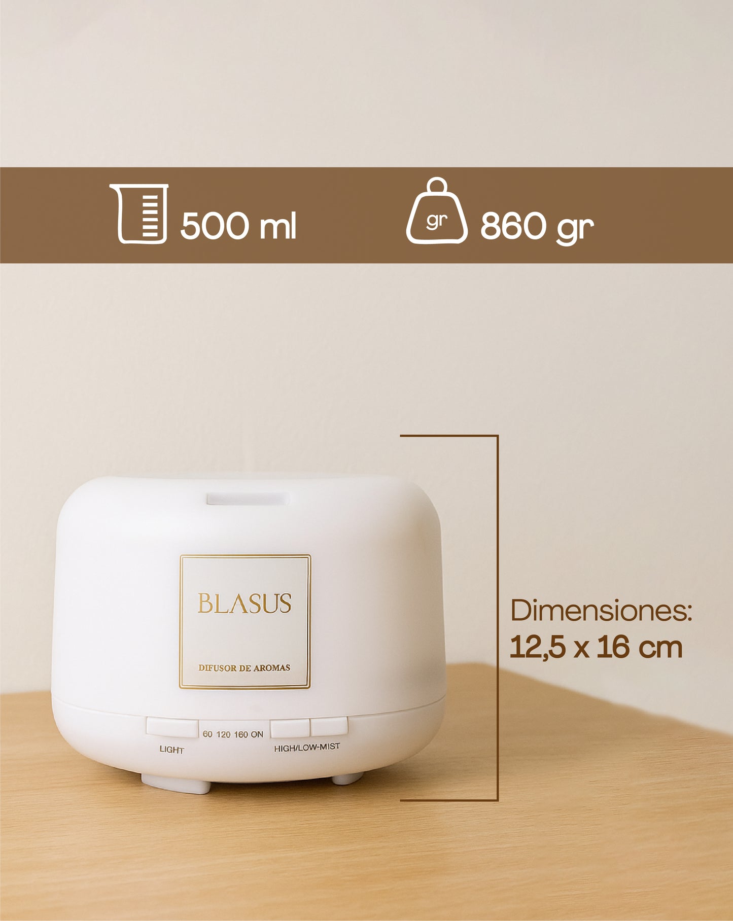 Kit Humidificador 500ml + 3 Sprays + 4 Esencias