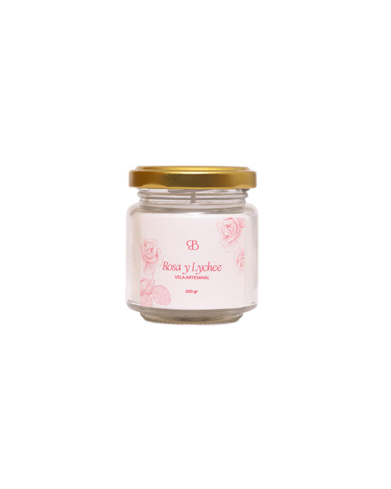 Vela mini Rosa y Lyche 120 gr